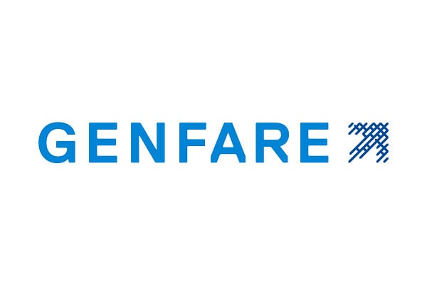 Genfare's logo in SPX light blue