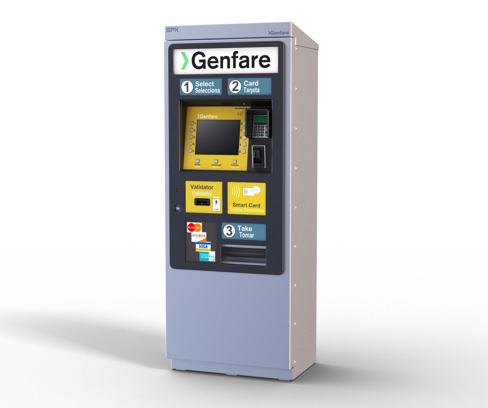 Genfare's Vendstar farebox full product facing left
